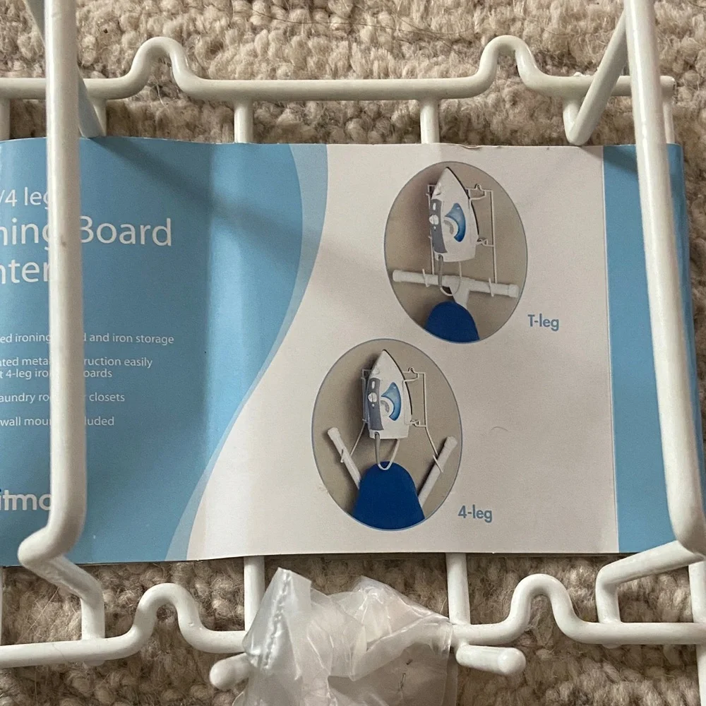 White Wall-Mounted Ironing Board Holder NWT with hardware